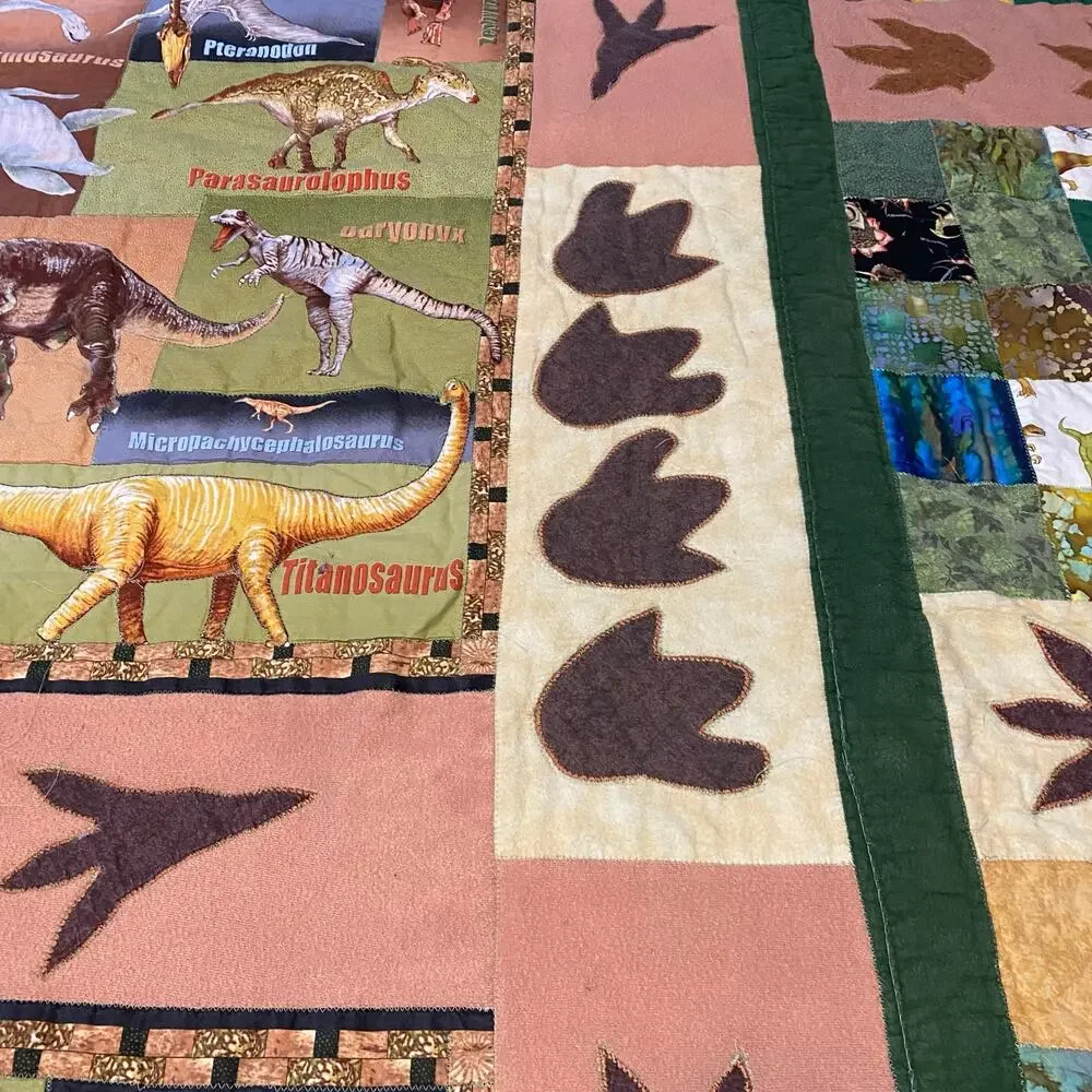 Handmade Dinosaur Quilt Twin Size Comforter 71x 87